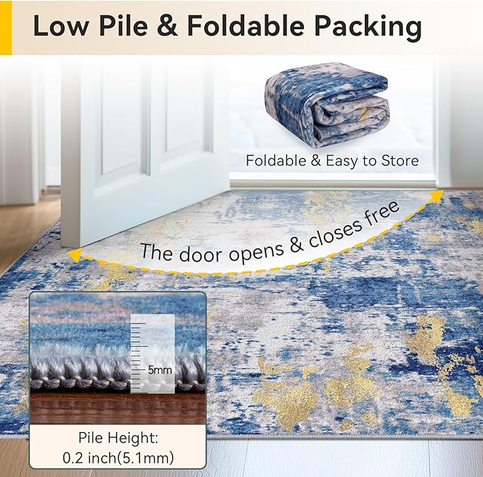 RELEANY Washable Area Rugs 3x6 Non-Slip Modern Abstract Soft - Image 5