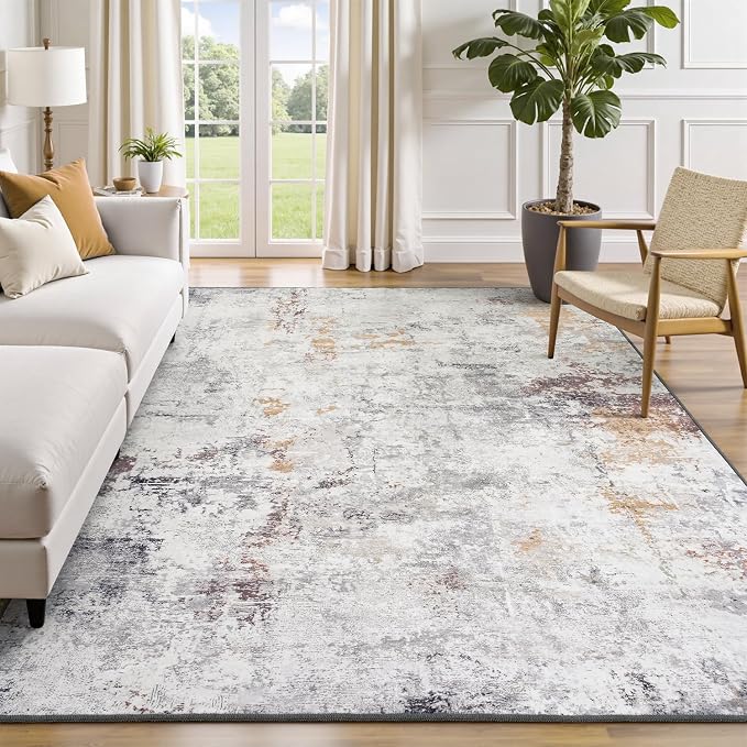 Rugflix 5x7 Area Rugs for Living Room, Washable Large Rug Stain-Resistant Low by RugflixAreaRugs