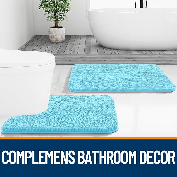 OLANLY Bathroom Runner Rugs 47x24, Soft Absorbent Chenille Bath Rugs, Rubber - Image 7