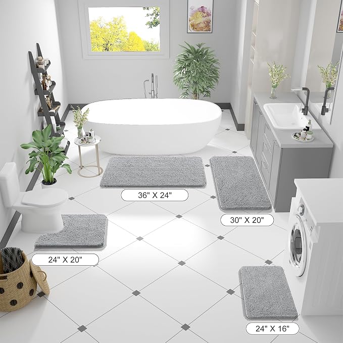 OLANLY Large Bathroom Rugs 47x32, Extra Soft Absorbent Chenille Bath Rugs - Image 2