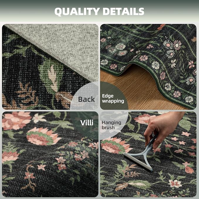 Washable Rugs 8x10 Area Rugs for Living Room, Ultra Soft Faux Wool Retro Carpets - Image 2