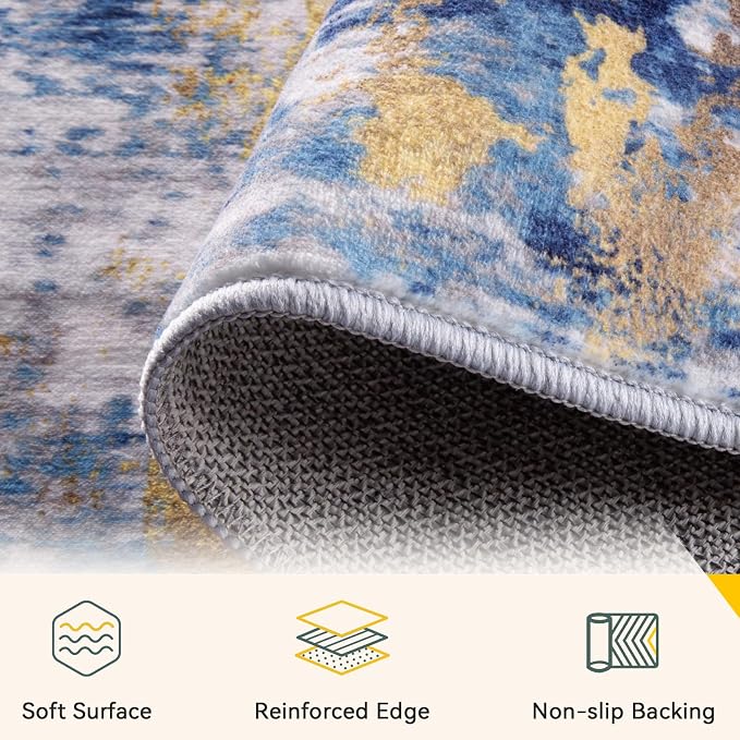 RELEANY Washable Area Rugs 10'x12' Non-Slip Modern Abstract Soft - Image 4