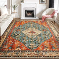 SERISSA Boho Tribal 8x10 Area Rugs, Washable Vintage Large Living Room Rug by SERISSAHomeDecorCollection