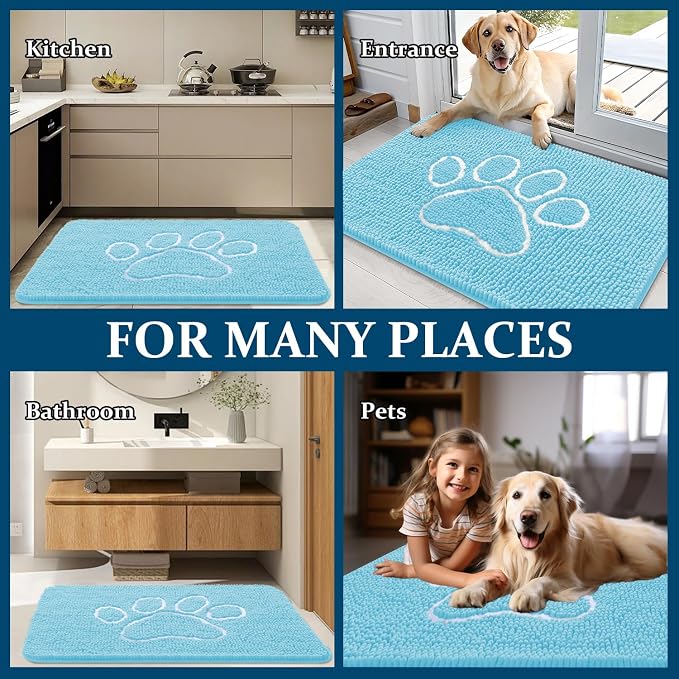 OLANLY Dog Door Mat for Muddy Paws 36x24, Paw Print Design, Absorbs Moisture - Image 8