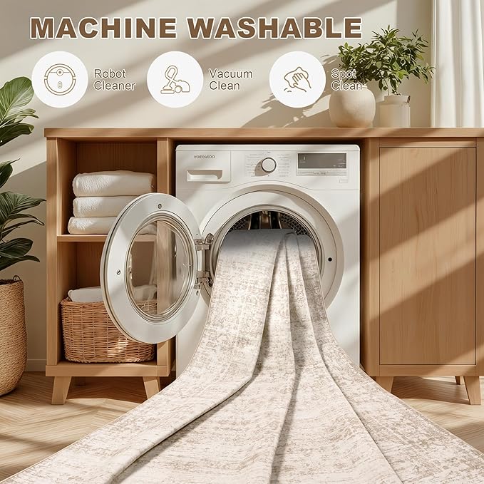 2x3 Area Rugs Living Room Rug: Washable Vintage Boho Rug No Slip Stain - Image 6