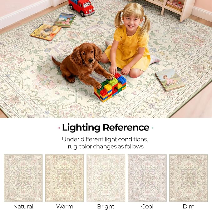 CAPALOCA Machine Washable Rugs Nursery Rug Cute Girl Non Slip Low Pile Water - Image 8