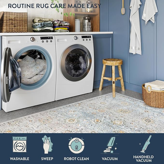 Lahome Flavie Boho Light Blue Area Rug 8x10 - Image 5