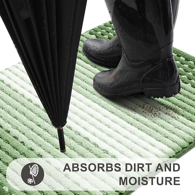 Kitinjoy Indoor Outdoor Door Mat, 59x36 Non-Slip Absorbent Dirt Trapper - Image 2