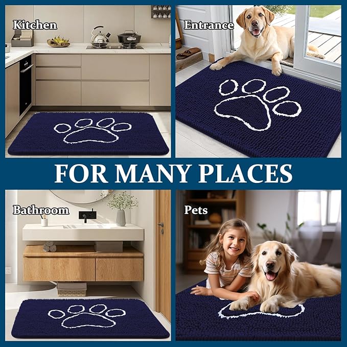 OLANLY Dog Door Mat for Muddy Paws 48x30, Paw Print Design, Absorbs Moisture - Image 8