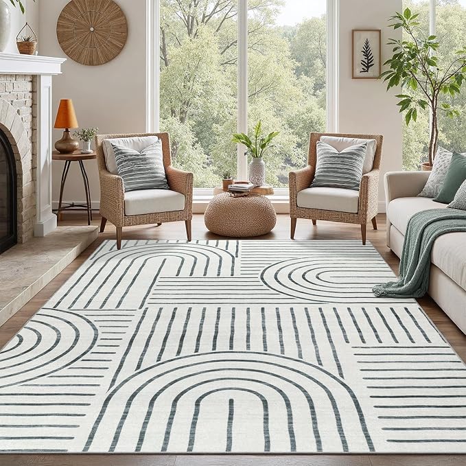 DCX Abstract Machine Washable 8x10 Rug, Soft Low Pile Non Slip Carpet, Kid & - Image 3
