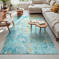 Ompaa Living Room Rug 5x7 Teal Blue Area Rug Machine Washable Boho Rug Non Slip by OmpaaHomeDecor