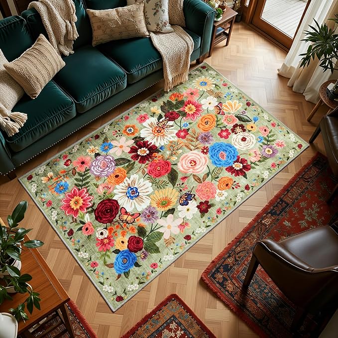 Green Living Room Rugs, Area Rugs 5x7 - Image 8