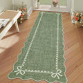 GarveeHome Scalloped Bow Rug for Living Room, Solid Green Rug for Dorm by GarveeHome