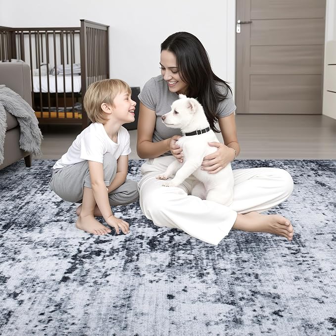 4x6 Area Rug Living Room Rug: Washable Modern Abstract Soft Thin Rug Indoor - Image 8