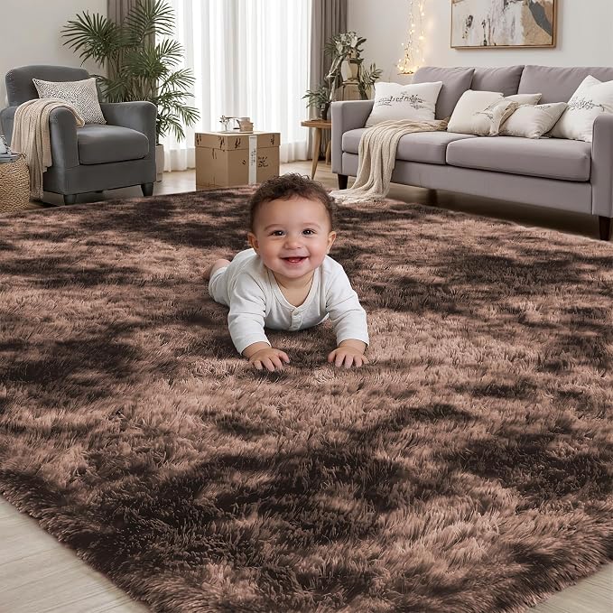 Area Rug for Living Room Bedroom: 4x6 Soft Fluffy Shag Upgrade Non-Slip High by PLHXFRSoftAreaRugs
