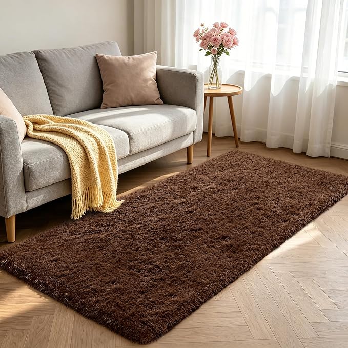Shag Runner Rug for Bedroom Living Room 3x7 Upgrade Non-Slip Fluffy Soft - Image 2