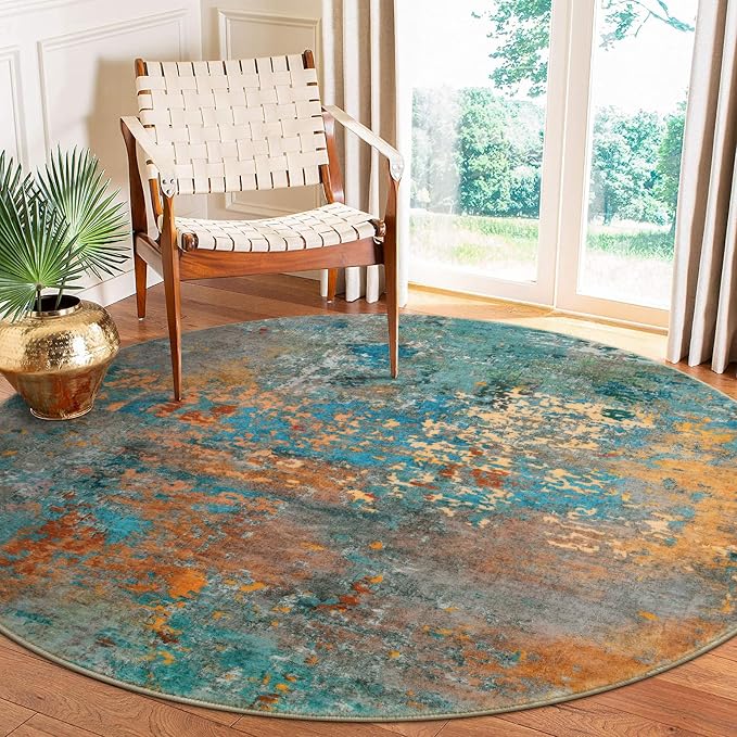 Lahome Modern Abstract 6ft Round Rug by Lahome