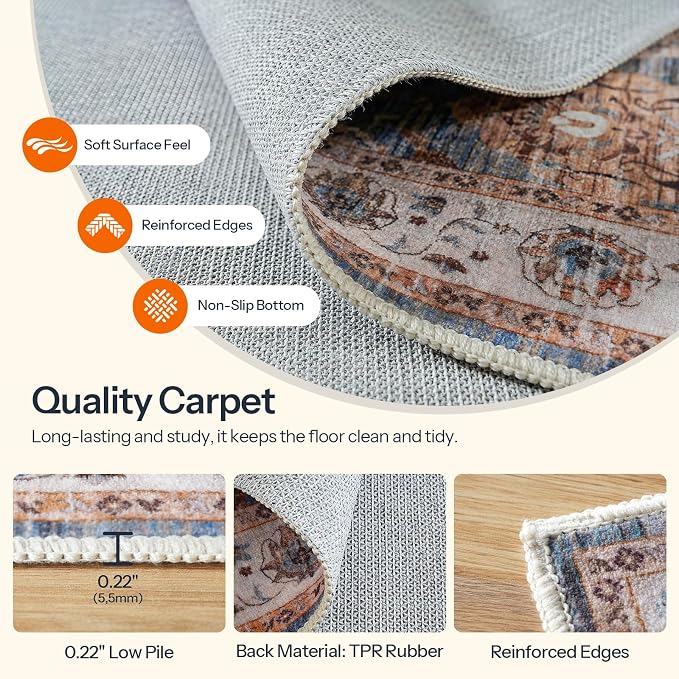 HOOBRO Washable Rug 6 x 9 Area Rugs - Image 9