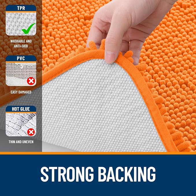 OLANLY Bathroom Rugs 30x18, Extra Soft Absorbent Chenille Bath Rugs, Rubber - Image 6