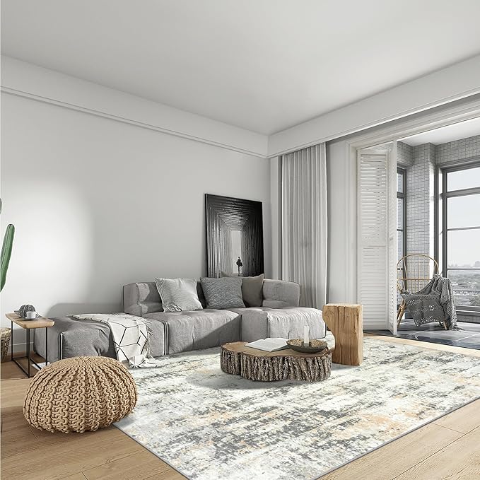 9x12 Area Rugs Washable Rug: Modern Abstract Living Room Rug Soft Anti-Skid - Image 3