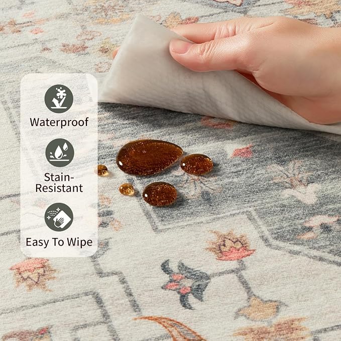 Rugxara 5X7 Taupe Washable Area Rug - Image 9