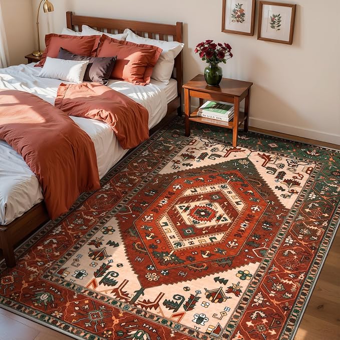 SERISSA Area Rug 3x5 Boho Rugs for Bedroom, Washable Non-Slip Living Room Rug by SERISSAHomeDecorCollection