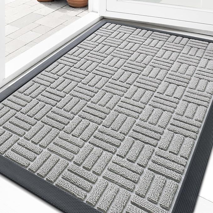 OLANLY Front Door Mat Outside Entrance 33x21, Heavy Duty Sturdy Natural Rubber by OLANLY