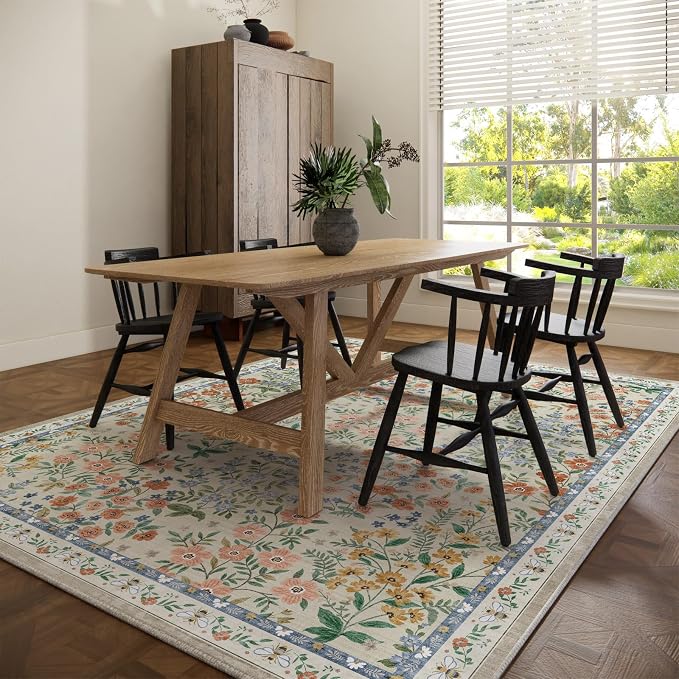 Machine Washable Rugs for Living Room: 8x10 Area Rugs for Bedroom Vintage Stain - Image 4