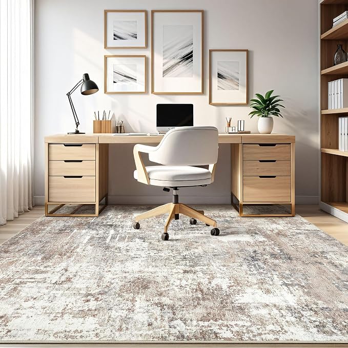 Square Rug 8x8 Living Room: Large Washable Abstract Modern Soft Area Rug Stain - Image 8