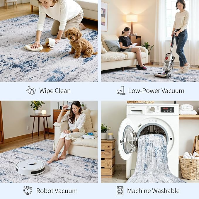 Area Rugs 6x9 Living Room: Large Modern Abstract Washable Rug Soft Anti-Skid - Image 5