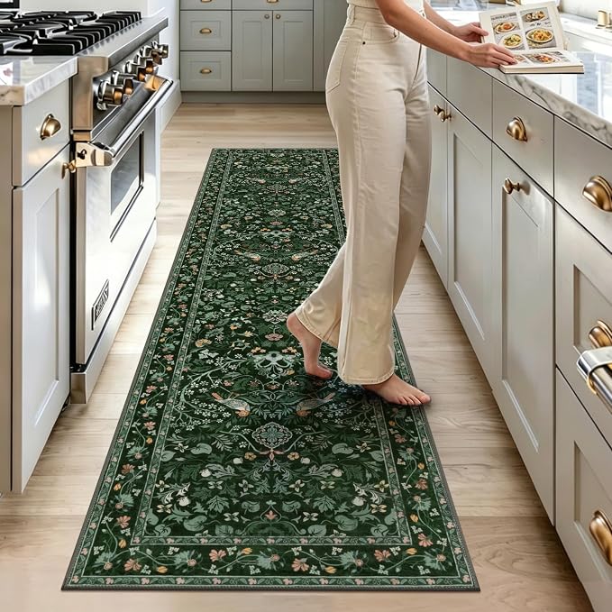 HEBE Washable Hallway Runner Rug 2'x 6' Non Slip Kitchen Rugs Runner, Low Pile - Image 9