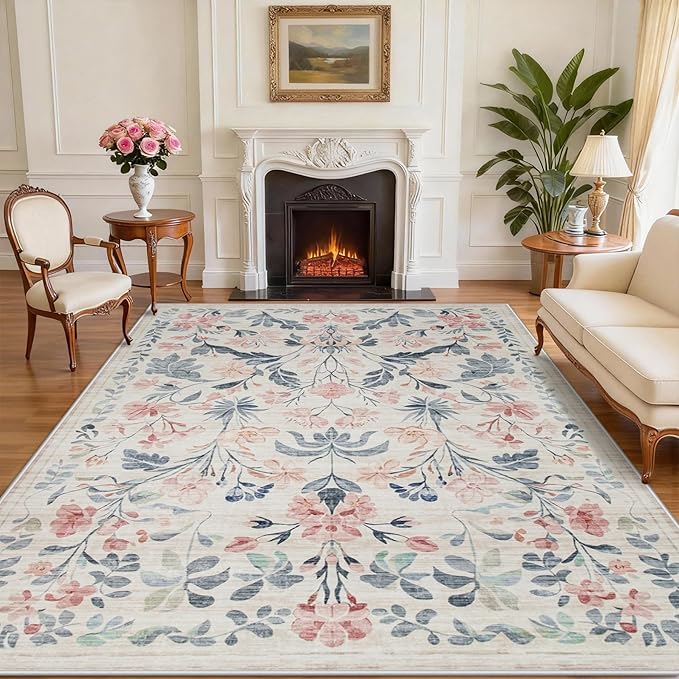 8x10 Area Rugs Washable Rug: Large Boho Living Room Rug Soft Non-Slip Low Pile by Yidanamy