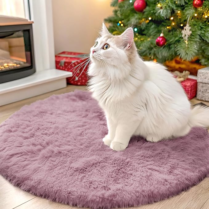 OLANLY Blush Round Rugs for Bedroom by OLANLY