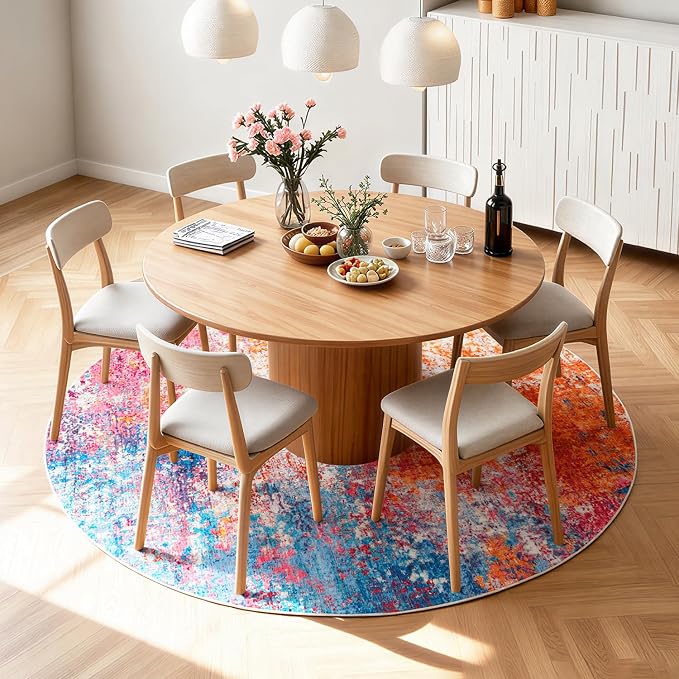 Rugflix Round Area Rugs 4Ft for Living Room, Washable Circle Rug - Image 2