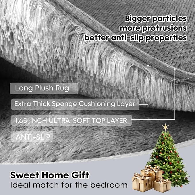 5x7 Plush Fluffy Area Rugs, Large Soft Carpet, Upgraded Non-Slip Rectangular Rug - Image 6