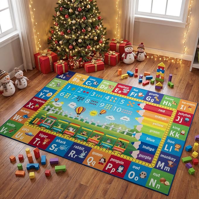 Unirea 5x7 Kids Rug for Playroom Bedroom Classroom, Washable Educational Play - Image 7
