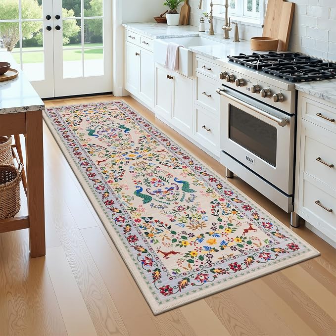 HEBE Washable Hallway Runner Rug 2'x 6' Non Slip Kitchen Rugs Runner, Low Pile - Image 9