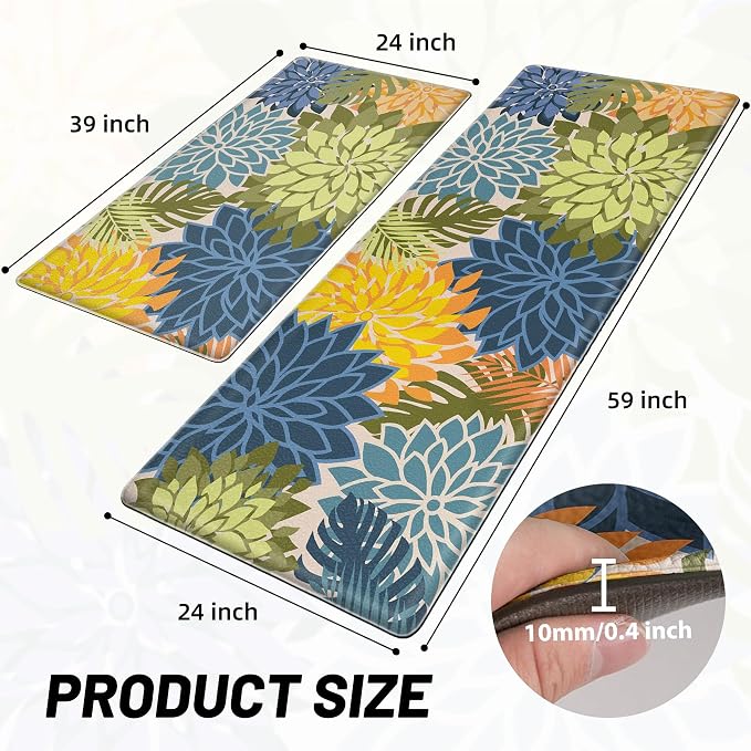 Arenarug Kitchen Mats for Floor 2PCS Cushioned Anti Fatigue Kitchen Mats - Image 2