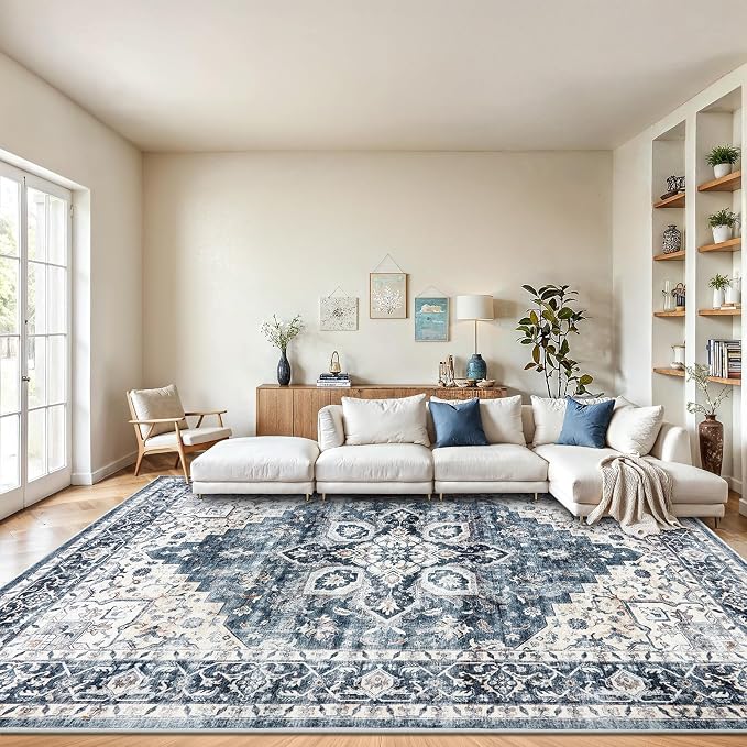 AMADA HOMEFURNISHING 8x10 Washable Area Rug, Low-Profile by AMADAHOMEFURNISHING