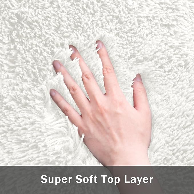 5x7 Area Rug for Living Room:Ultra Soft Fluffy Shag White Rugs, Large Fuzzy - Image 8