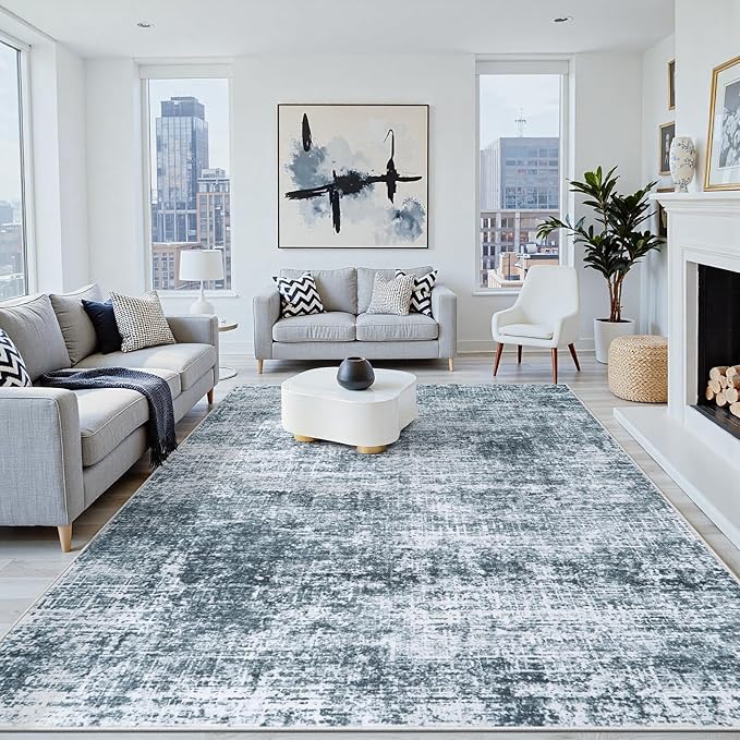 9x12 Area Rugs Washable Rug:Anti-Skid Abstract Modern Living Room Rug Soft Thin by Crority