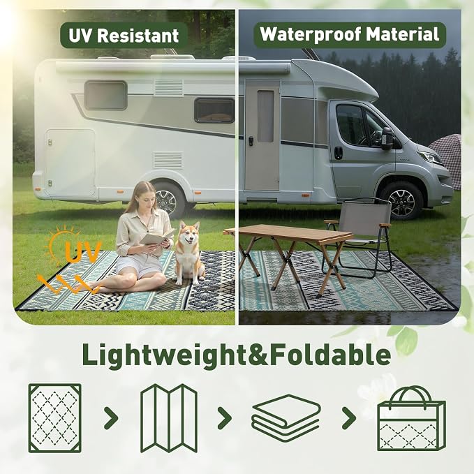 MontVoo Outdoor Rug Carpet 8x10 Waterproof-Patio Rug Mat Reversible RV Camping - Image 6