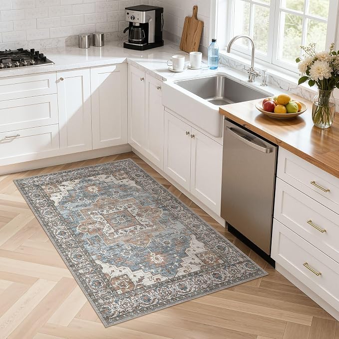 3x5 Area Rugs Living Room: Washable Vintage Rug Large Non-Slip Stain Resistant - Image 3