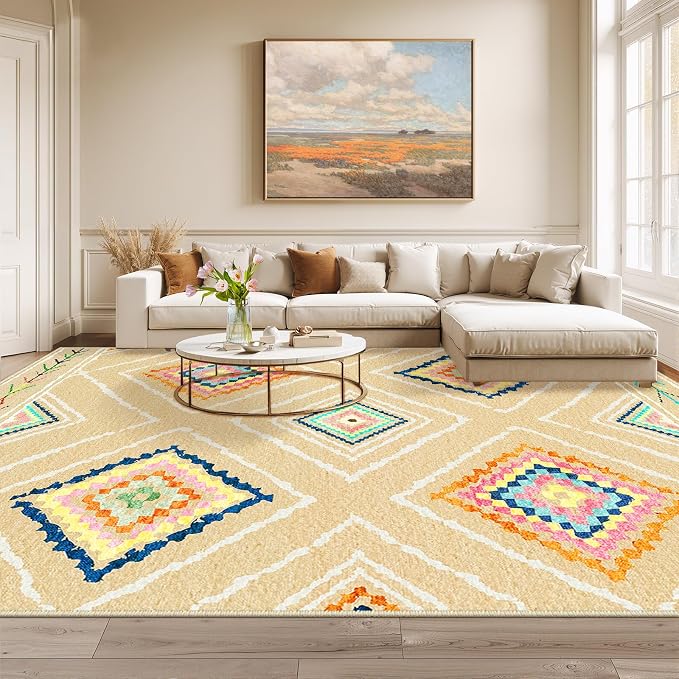 BESTSWEETIE Area Rug 9x12 Rug Machine Washable Non-Slip Low Pile Print Pattern - Image 6