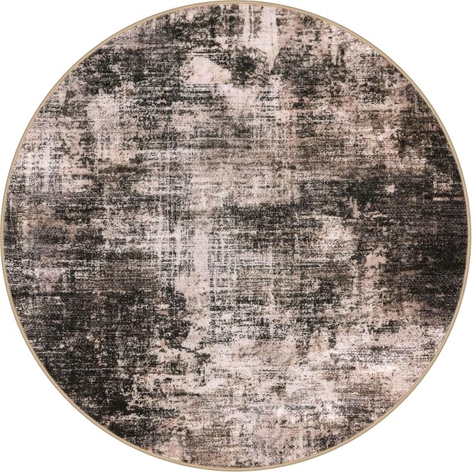 IOHOUZE Abstract Round Area Rug 6 Ft Washable Circle Rugs Large Round Rug Non - Image 9