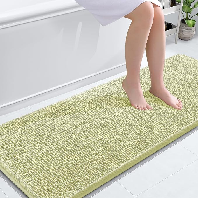 OLANLY Bathroom Runner Rugs 59x24, Soft Absorbent Chenille Bath Rugs, Rubber by OLANLY