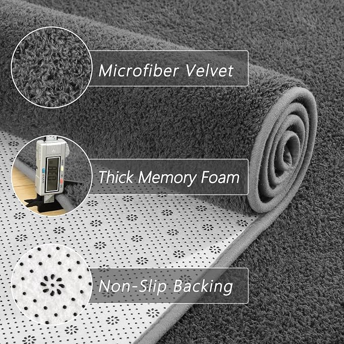 6x9 Feet Grey Area Rugs for Bedroom, Indoor Washable Memory Foam Rug for Living - Image 4