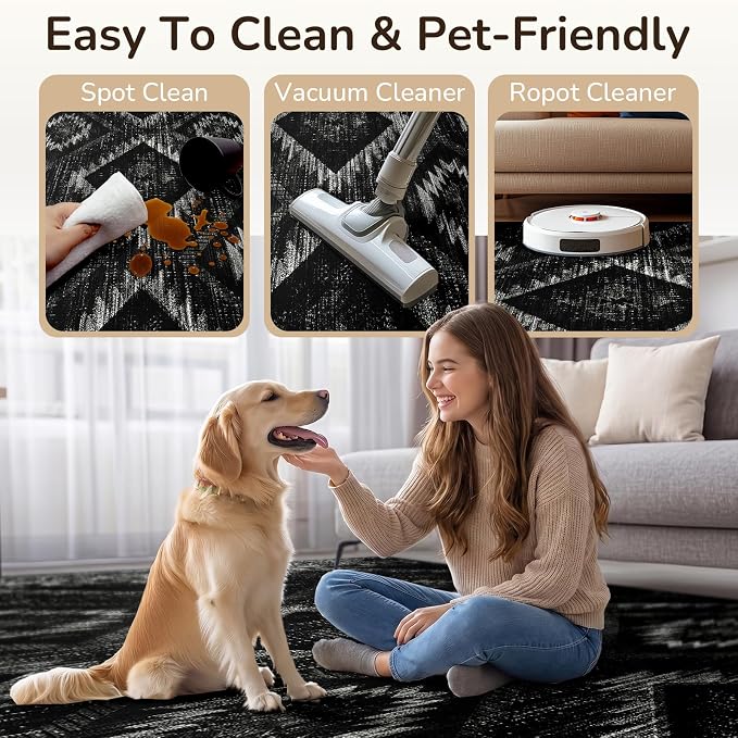 BESTSWEETIE Area Rug 2x10 Rug Machine Washable Non-Slip Low Pile Print Pattern - Image 5