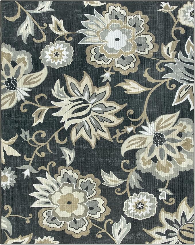 Lahome Black Outdoor Rug 8x10, Non Slip Indoor Outdoor Patio Rug - Image 6