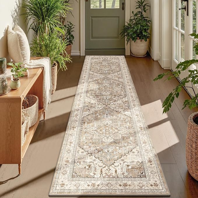 Yamaziot Washable Runner Rug, 2x8 Non-Slip Boho Vintage Hallway Rug Runner by Yamaziot